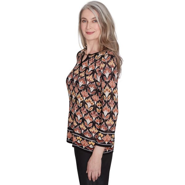 Alfred Dunner Rue Rivoli Border Floral Sweater
