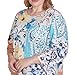 Alfred Dunner Women's Plus-Size Floral Patch Drawstring Top Size 3X Navy Multi