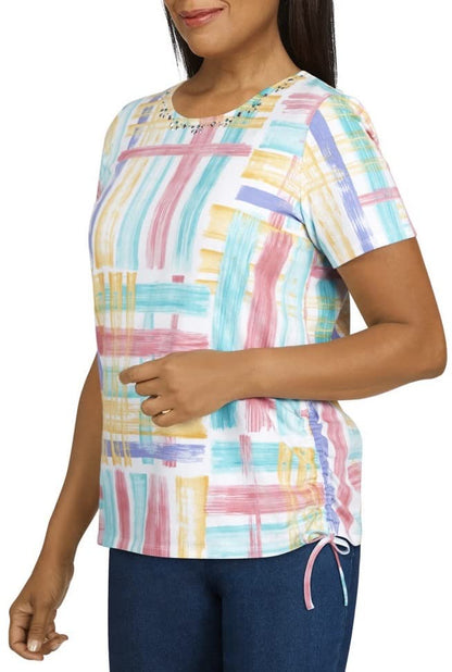 Alfred Dunner Classics Multicolored Cotton Top