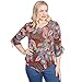 Alfred Dunner Women's Petite Batik Leaves Melange Asymmetrical Top Size PXL Spice Multi