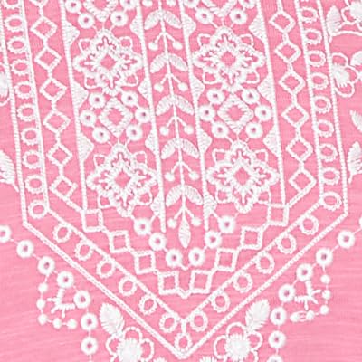 Alfred Dunner Women's Embroidered Split Neck Three Quarter Sleeve Top