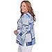 Alfred Dunner Women's Beaded Split Neck Patchwork Top Size S Denim