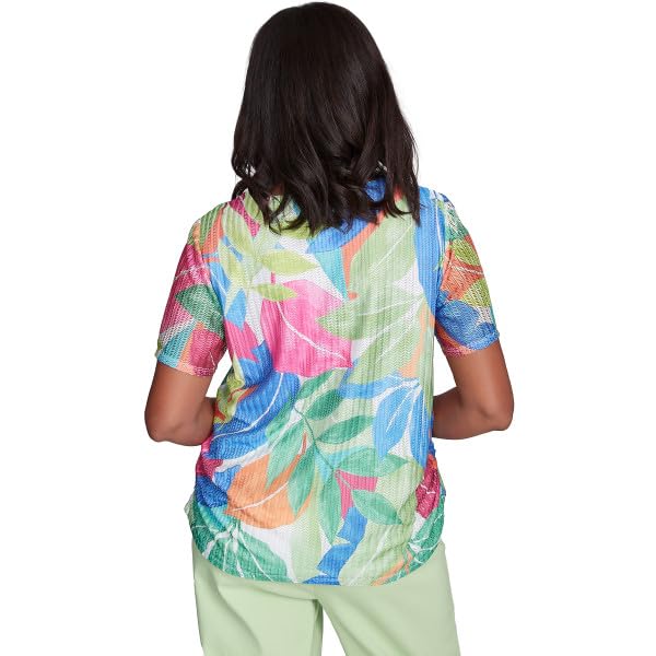 Alfred Dunner Parrot Cay Tropica Texture Top Polyester
