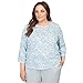 Alfred Dunner Women's Plus-Size Animal Print Ruched Hem Top with Necklace Size 2X Wedgewood