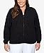 Alfred Dunner Classic Chenille W/Lurix Zippered Cardigan (US, Alpha, 2X, Plus, Regular, Plus Size, Black)