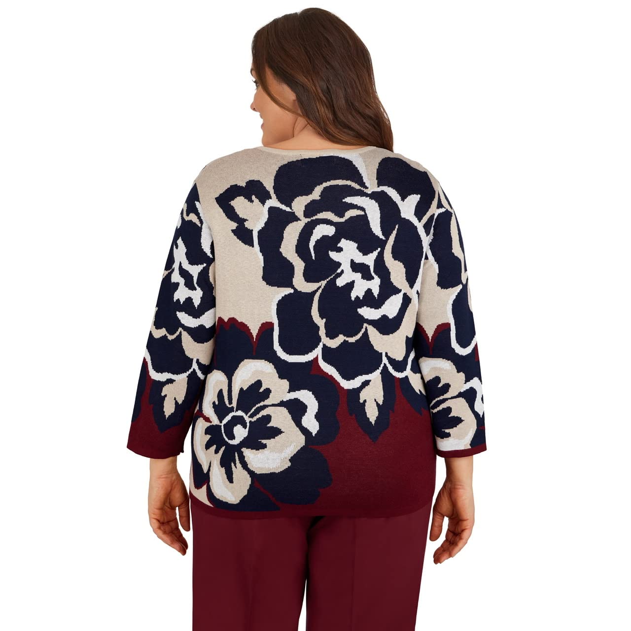 Alfred Dunner Women's Petite Women' s Stylized Floral Sweater