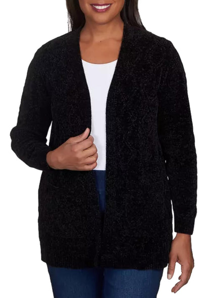 Alfred Dunner Women's Petite Chenille Long Open Cardigan