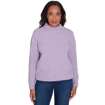 Alfred Dunner Classic Pattern Soft Turtleneck Sweater