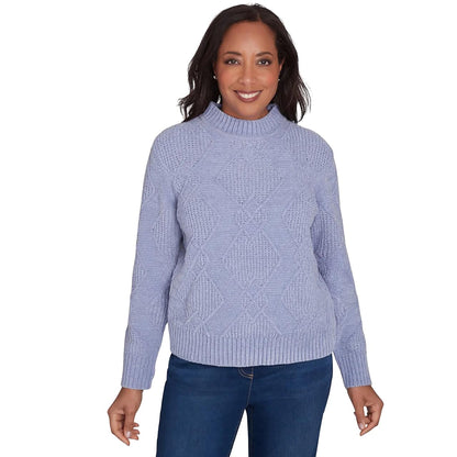 Alfred Dunner Classic Pattern Soft Turtleneck Sweater