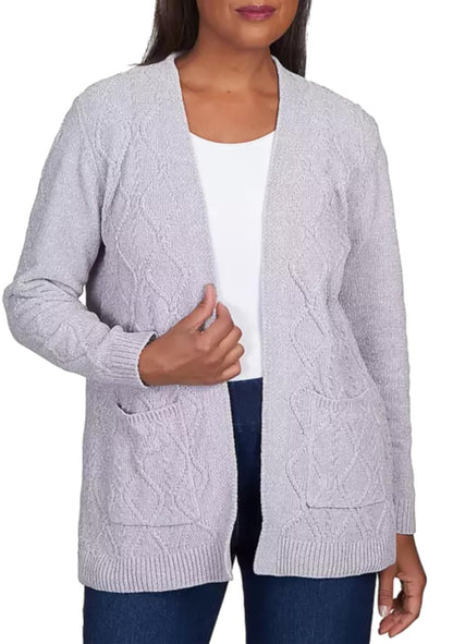 Alfred Dunner Women's Classics Chenille Long Open Cardigan