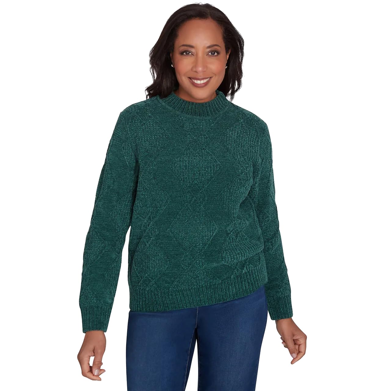 Alfred Dunner Classic Pattern Soft Turtleneck Sweater