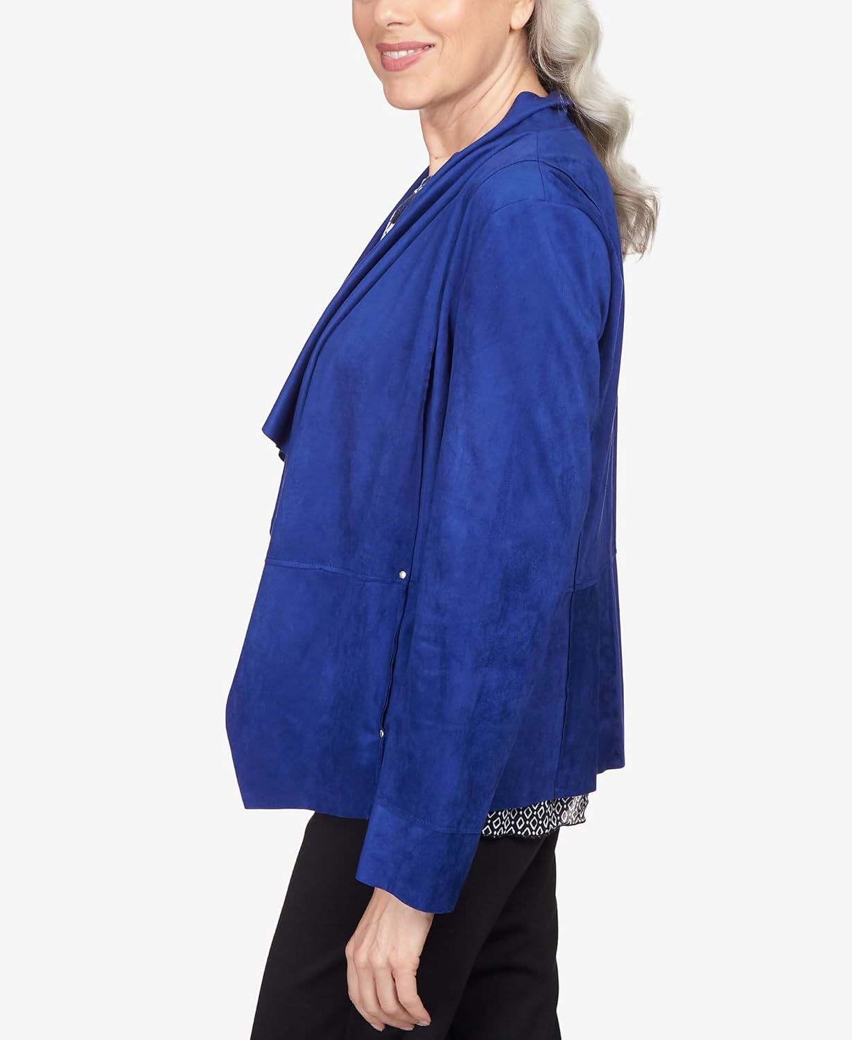 Alfred Dunner Women's Suede Cascade Jacket Size S Royal Blue