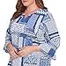 Alfred Dunner Women's Beaded Split Neck Patchwork Top Size S Denim