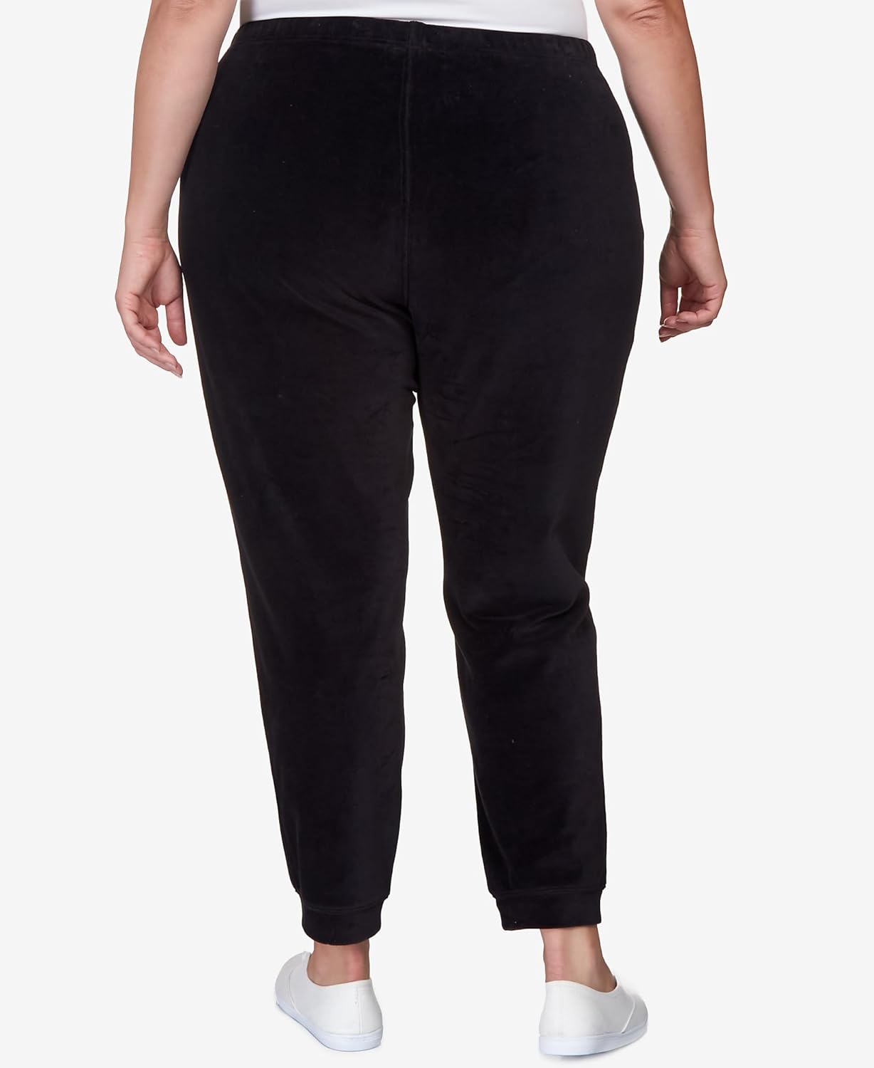 Alfred Dunner Women's Plus-Size Casual Stretch Waist Velour Jogger Size 1X Black