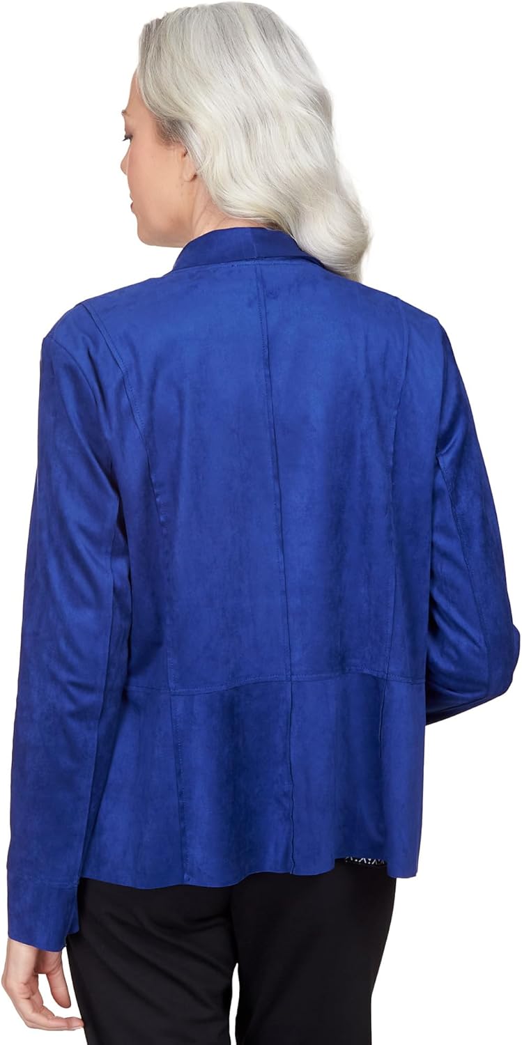 Alfred Dunner Women's Suede Cascade Jacket Size S Royal Blue