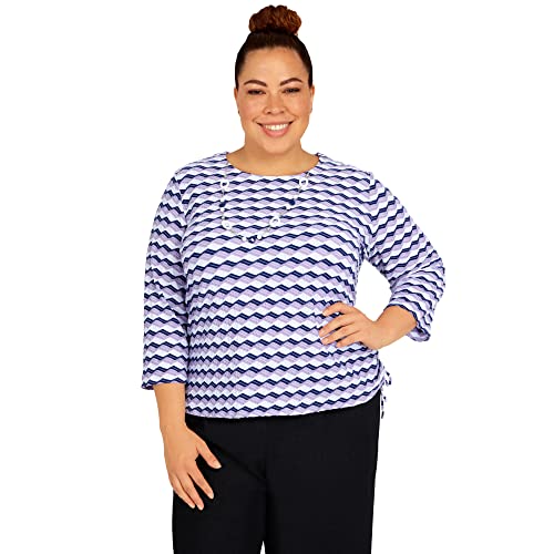 Alfred Dunner Picture Perfect Multi Zigzag Top Polyester Rayon (as1, Alpha, 3X, Plus, Regular, Plus Size, Multi)