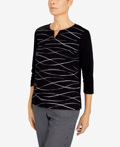 Alfred Dunner Women's Swirl Embellished Knit Top