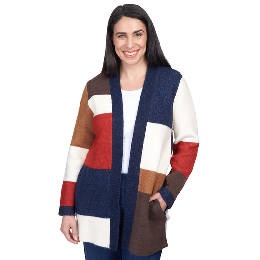 Alfred Dunner Women's Autumn Colorblock Cardigan Size L Multi