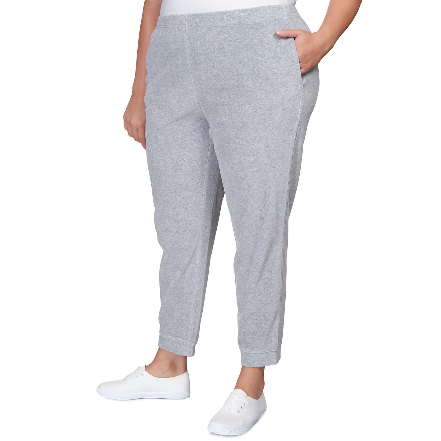 Alfred Dunner Drama Queen Velor Jogger Pants with Pocket