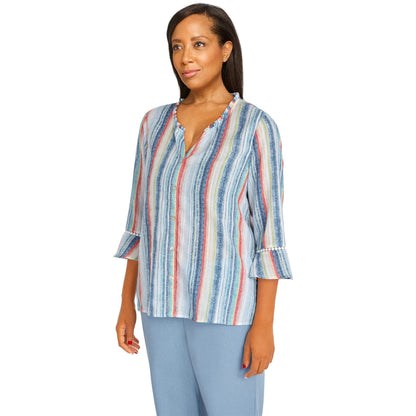 Alfred Dunner Women's Stripe with Bell Sleeves