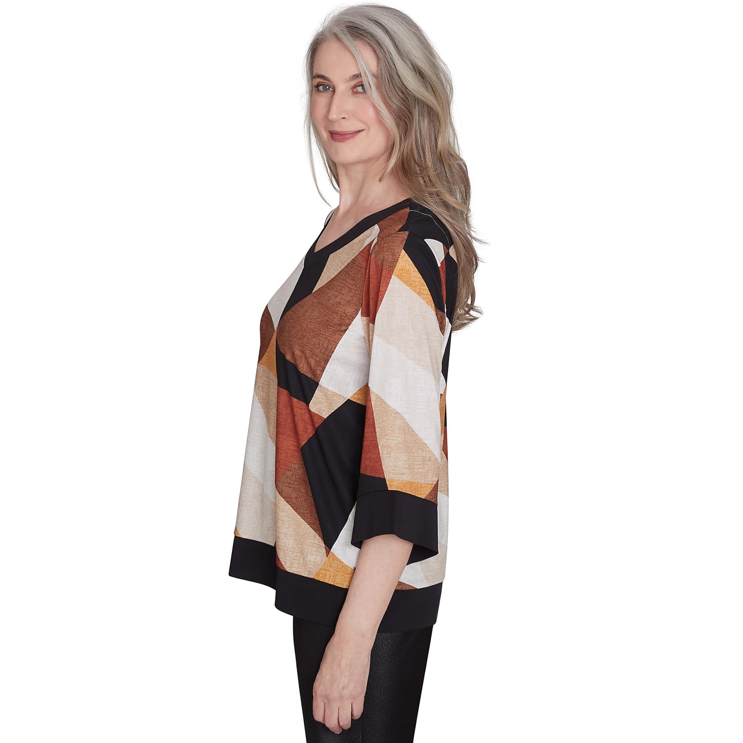 Alfred Dunner Rue Rivoli Trimmed Patchwork Polyester Top