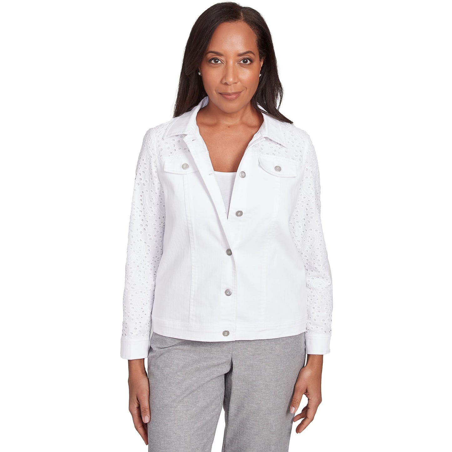 Alfred Dunner Eylet Denim Jacket