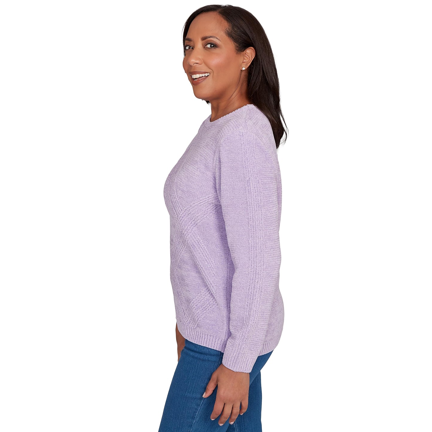 Alfred Dunner Women's Petite Cable Chenille Pullover Sweater, Size PXL, Iris