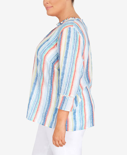 Alfred Dunner Women's Plus-Size Stripe with Bell Sleeves