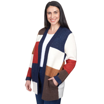 Alfred Dunner Women's Autumn Colorblock Cardigan Size L Multi