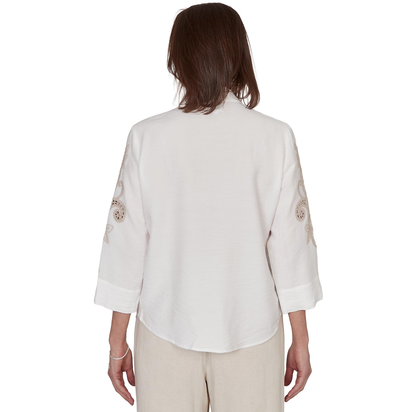 Alfred Dunner Women's Scroll Soutache Button Front Top