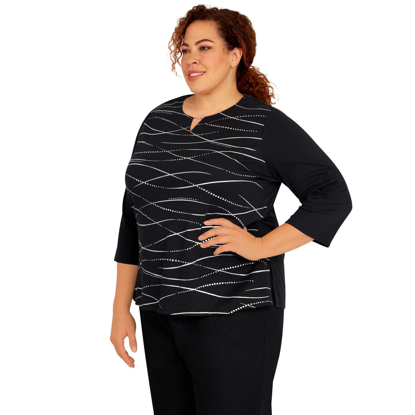 Alfred Dunner Women's Swirl Embellished Knit Top