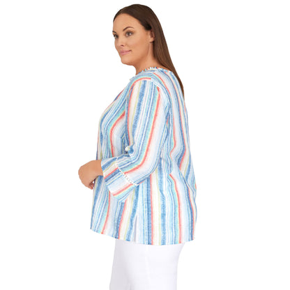 Alfred Dunner Women's Plus-Size Stripe with Bell Sleeves