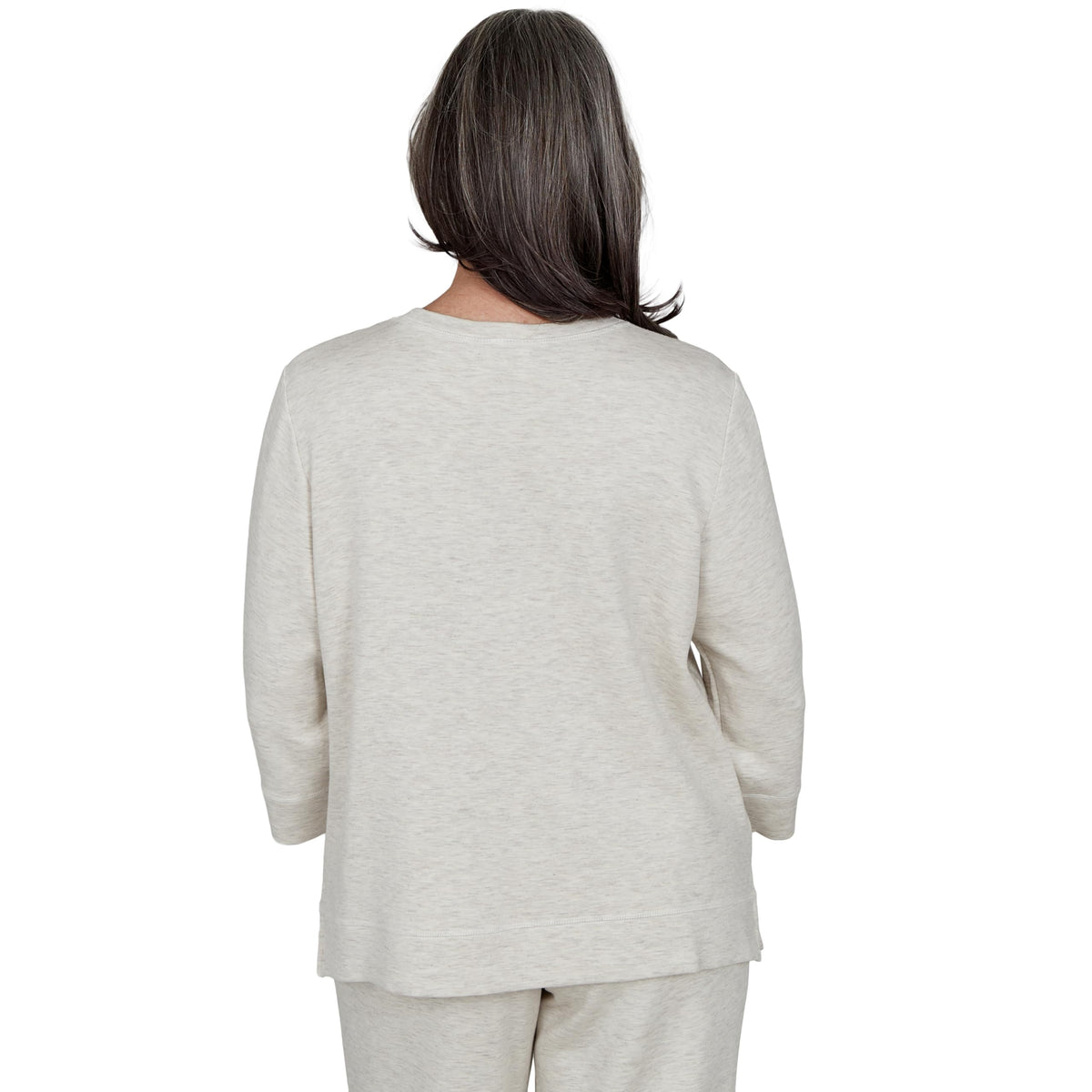 Alfred Dunner Petite Studded Swirls Knit Top, Oatmeal, PL