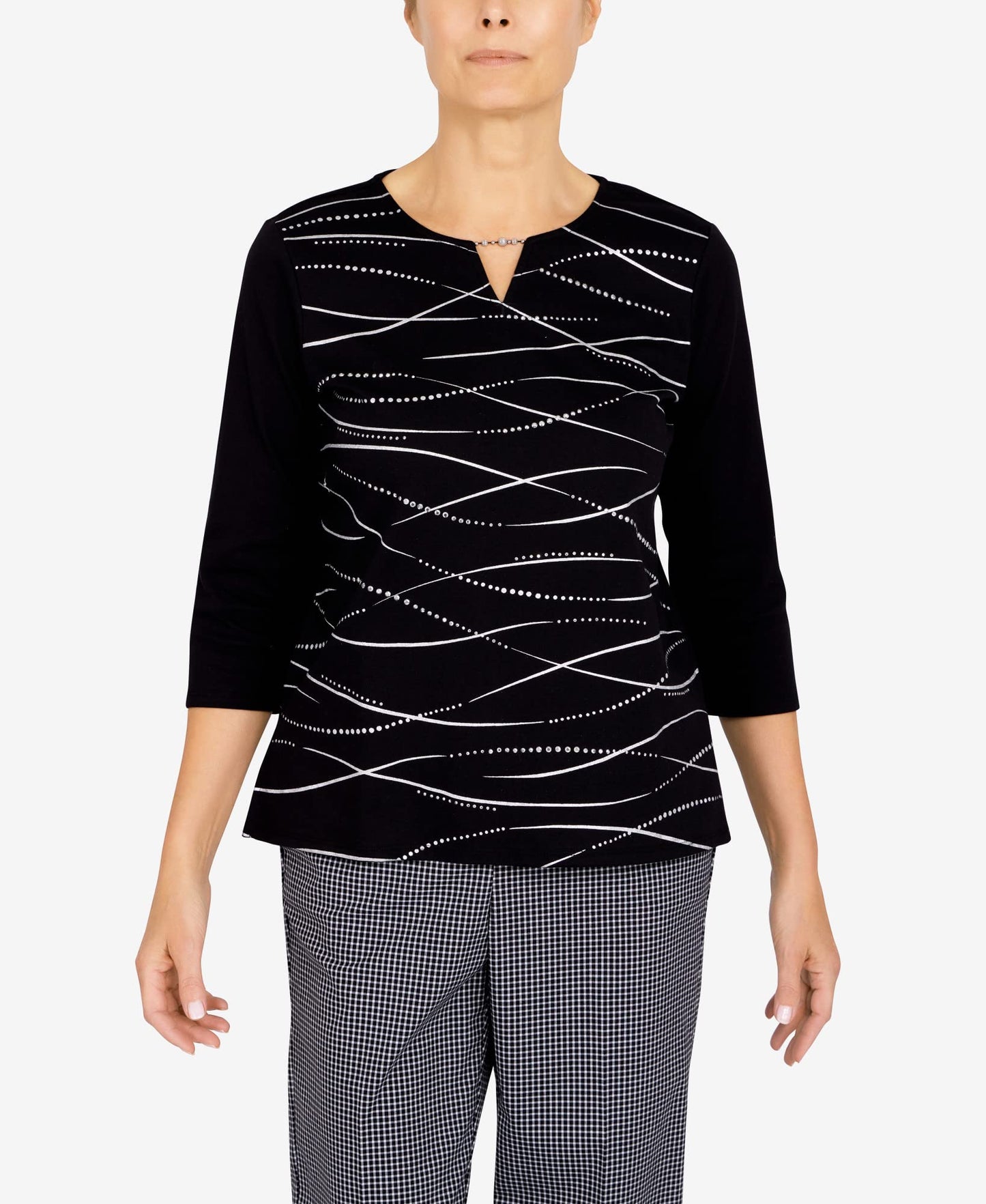 Alfred Dunner Women's Swirl Embellished Knit Top