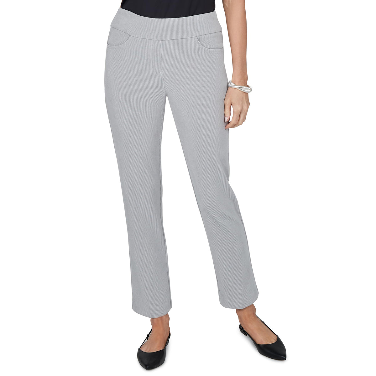 Alfred Dunner Petite Slim Fit Corduroy Pant, Shorter Inseam, Grey, 12P