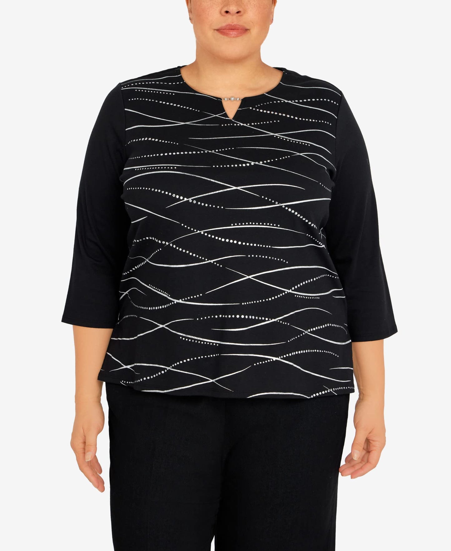Alfred Dunner Women's Swirl Embellished Knit Top