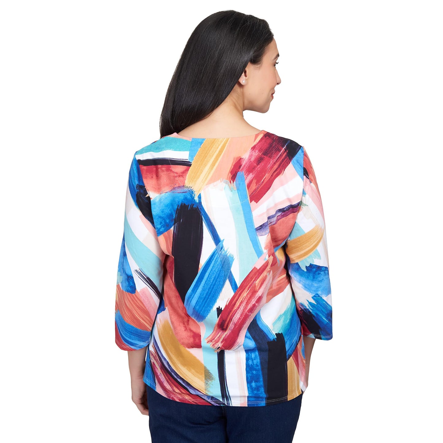 Alfred Dunner Cotton Brushstrokes Multicolor Top