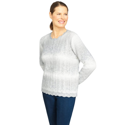 Alfred Dunner Women's Plus-Size Casual Ombre Lightweight Sweater Size 3X Grey