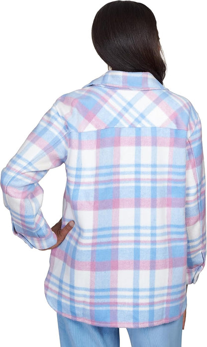 Alfred Dunner Women's Collared Plaid Shirt Jacket Size M Multi