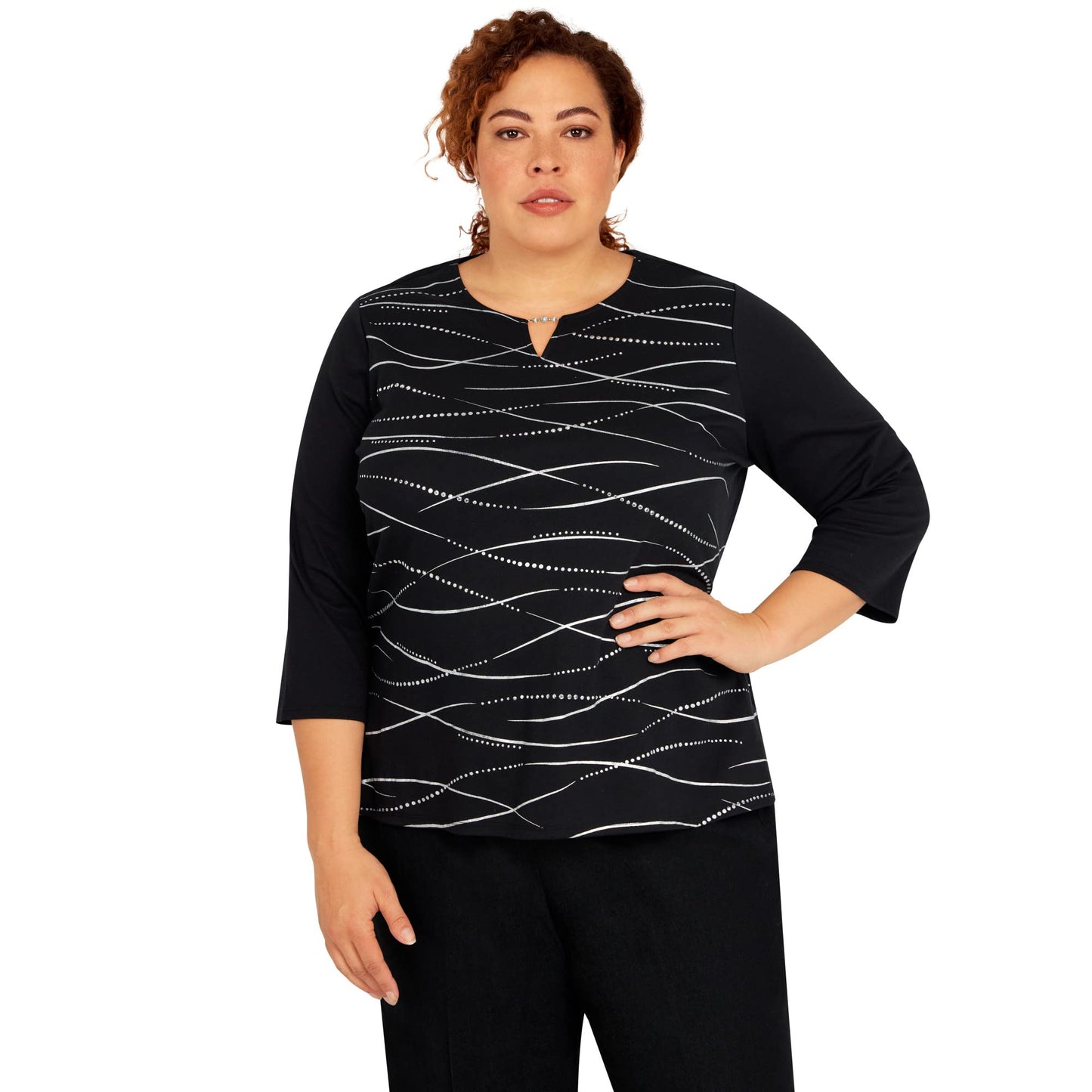 Alfred Dunner Women's Swirl Embellished Knit Top