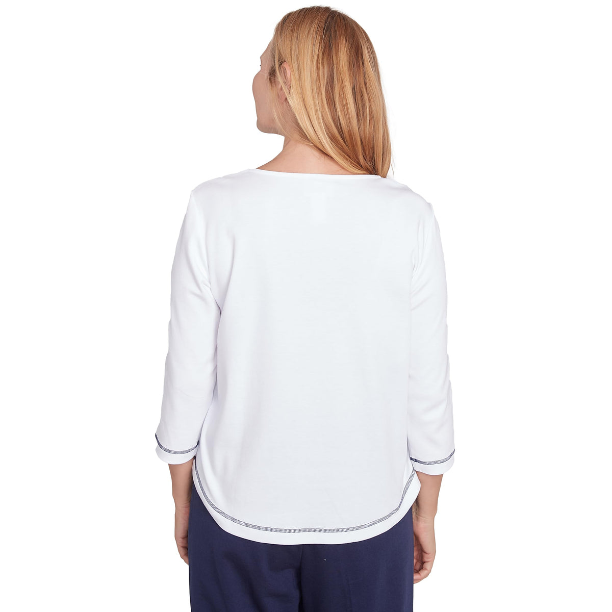 Alfred Dunner Block Island Floral Embroidered Yoke Cotton/Polyester Top (US, Alpha, X-Large, Regular, Petite, Petite, White)