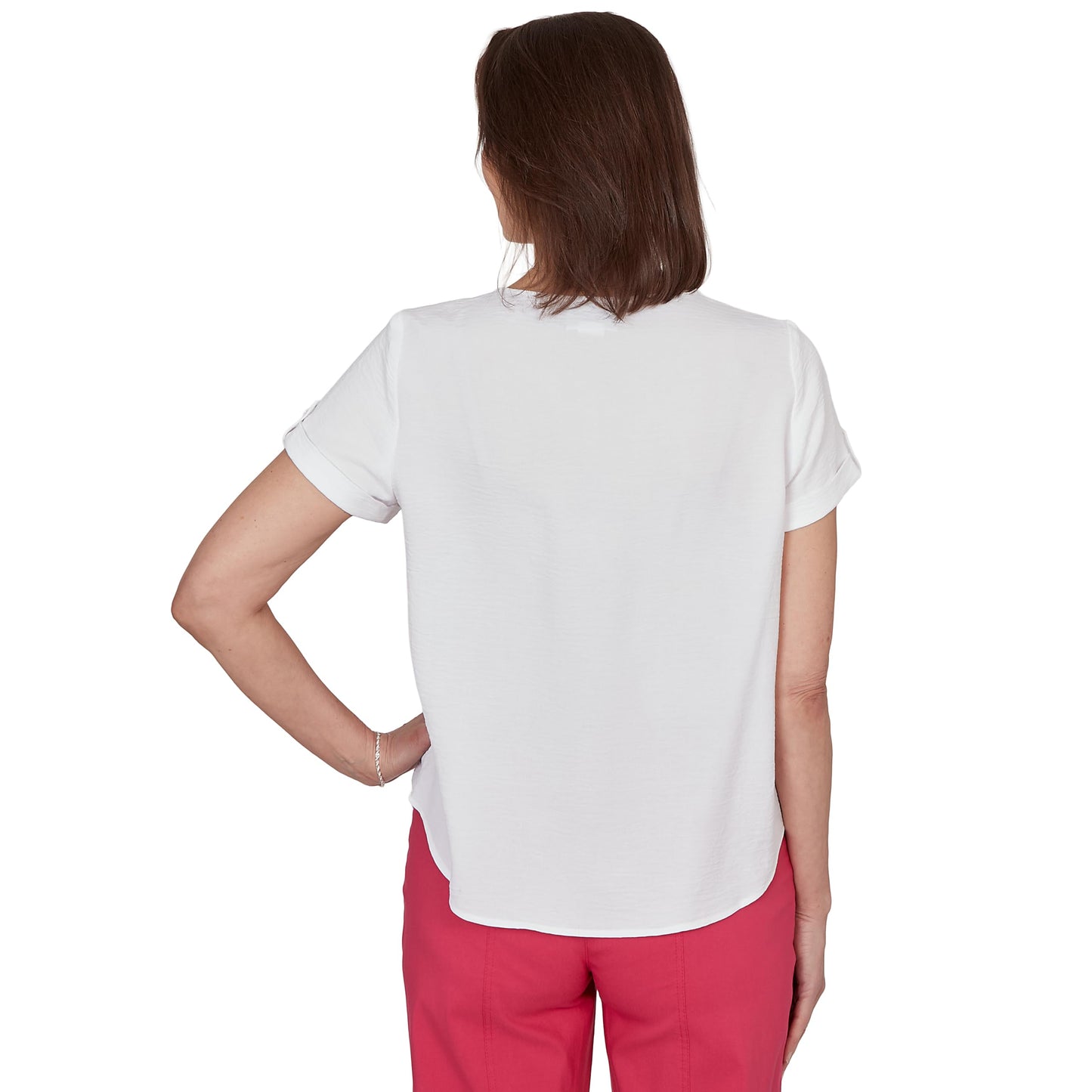 Alfred Dunner Women's Solid Rolled Short Sleeve Tee