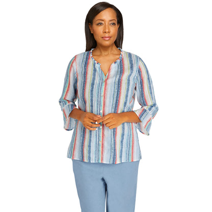 Alfred Dunner Women's Stripe with Bell Sleeves