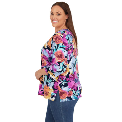 Alfred Dunner Women's Plus-Size Floral Splash Double Strap Top