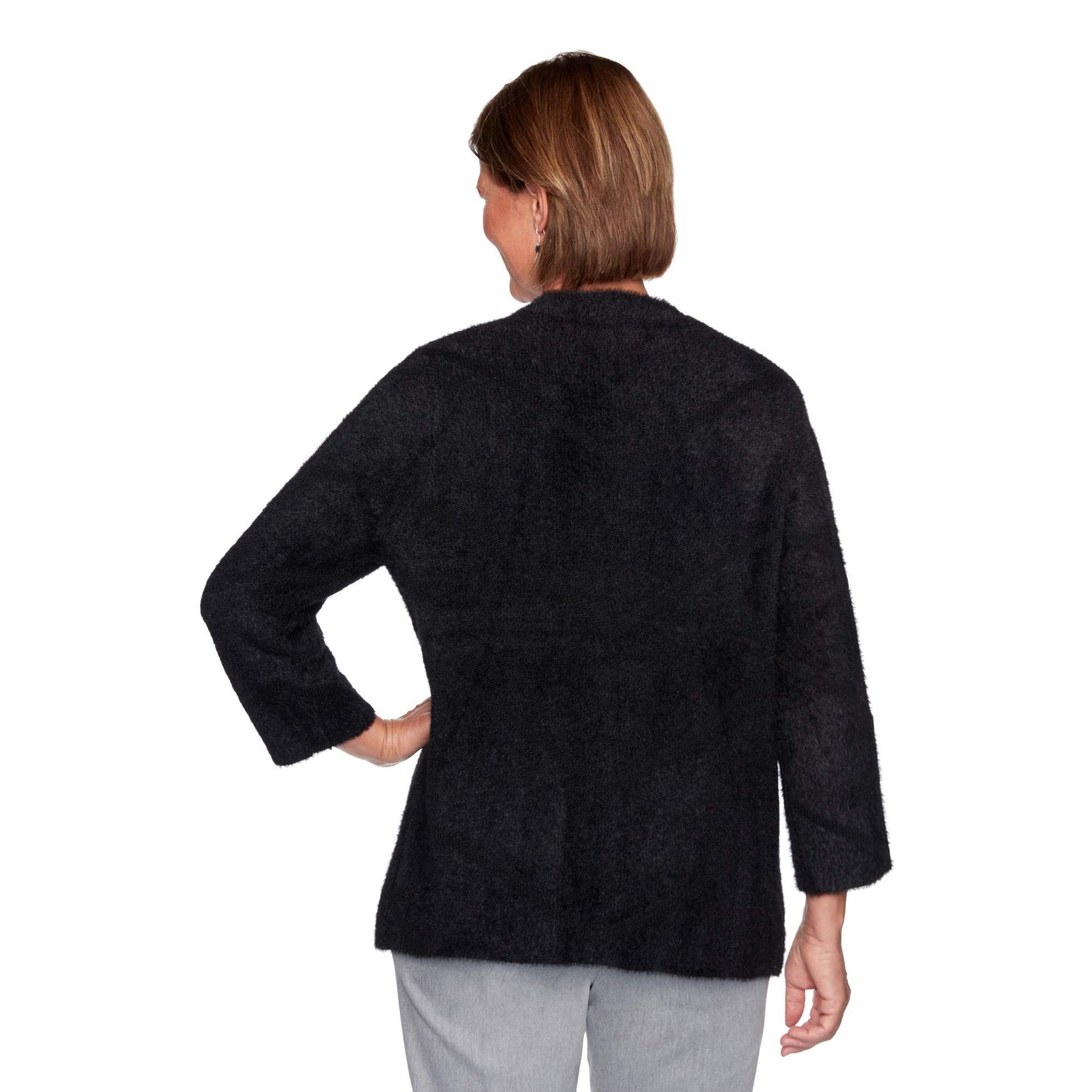 Alfred Dunner Knightsbridge Station Fuzzy Open Sweater