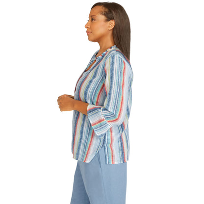 Alfred Dunner Women's Stripe with Bell Sleeves