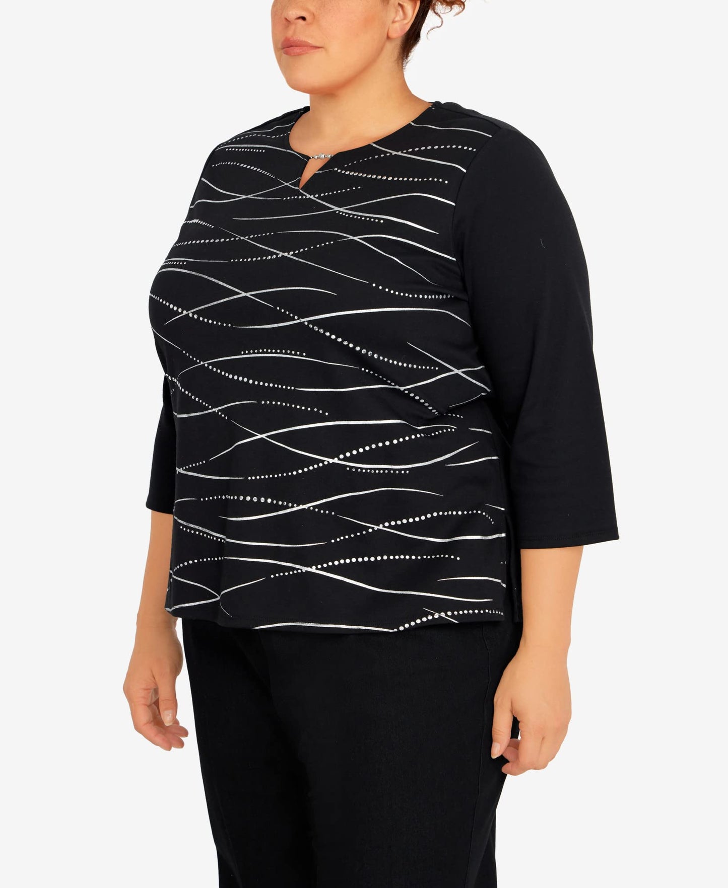 Alfred Dunner Women's Swirl Embellished Knit Top