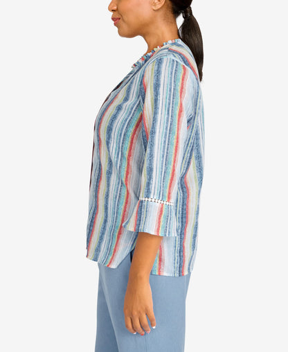 Alfred Dunner Women's Stripe with Bell Sleeves