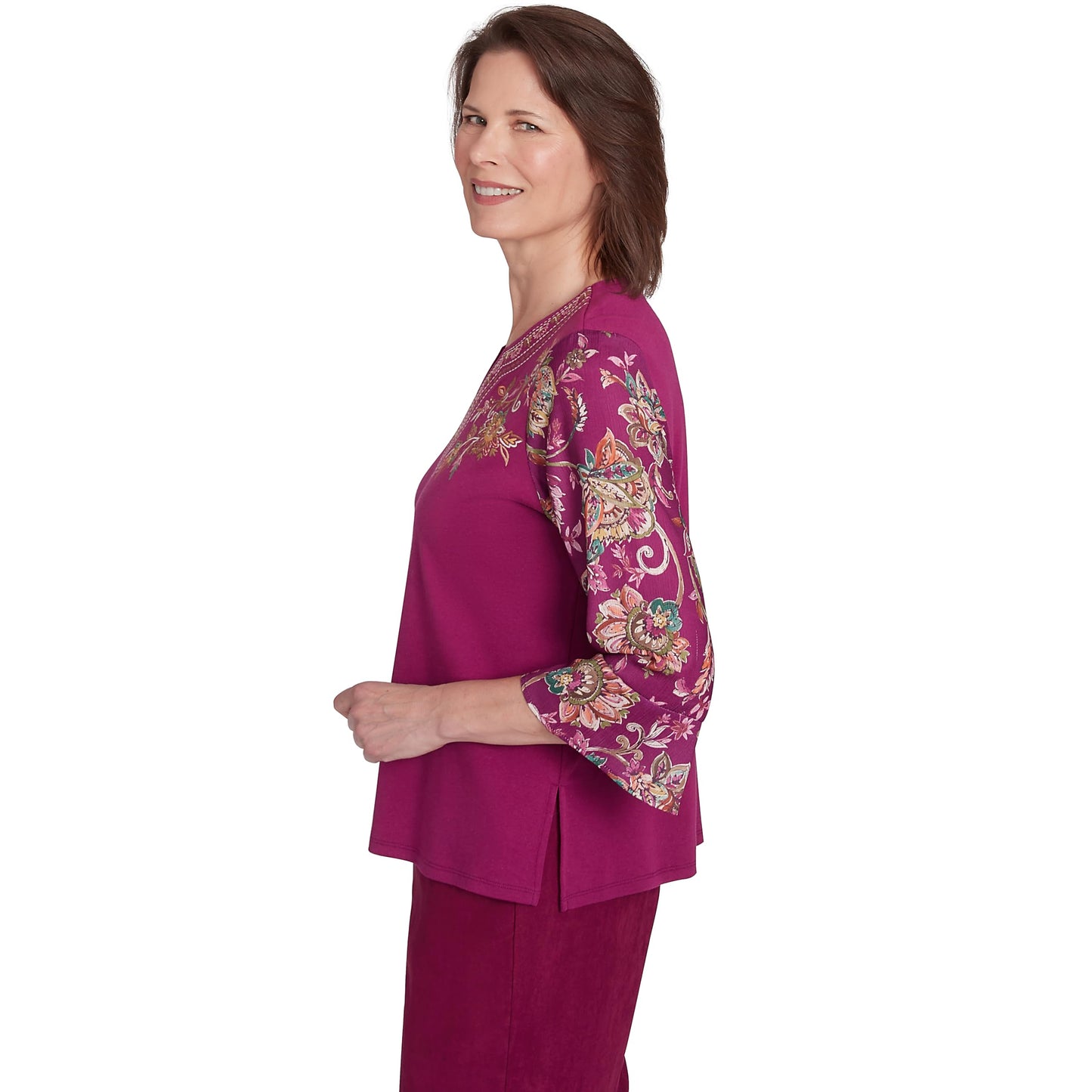 Alfred Dunner Wine Country top (US, Alpha, Small, Regular, Regular, Standard, Wine)