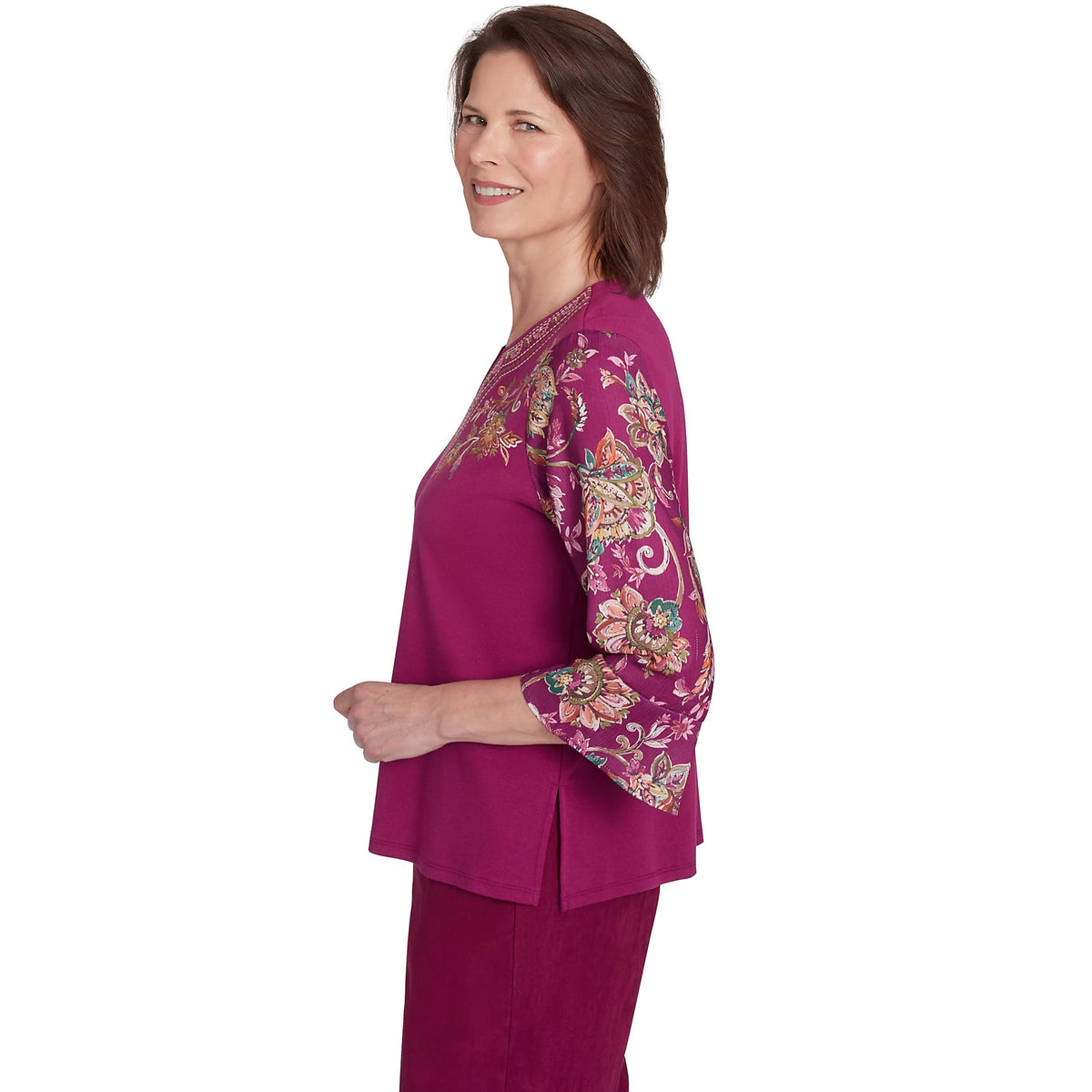 Alfred Dunner Wine Country top (US, Alpha, Small, Regular, Regular, Standard, Wine)